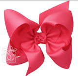 TEXAS SIZE SIGNATURE GROSGRAIN DOUBLE KNOT BOW ON CLIP - FRENCH PINK