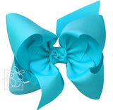 TEXAS SIZE SIGNATURE GROSGRAIN DOUBLE KNOT BOW ON CLIP - TURQUOISE