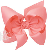 TEXAS SIZE SIGNATURE GROSGRAIN DOUBLE KNOT BOW ON CLIP - SHELL PINK
