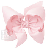 TEXAS SIZE SIGNATURE GROSGRAIN DOUBLE KNOT BOW ON CLIP - LIGHT PINK