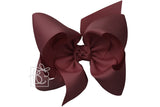 TEXAS SIZE SIGNATURE GROSGRAIN DOUBLE KNOT BOW ON CLIP - BURGUNDY