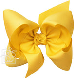 TEXAS SIZE SIGNATURE GROSGRAIN DOUBLE KNOT BOW ON CLIP - BRIGHT YELLOW