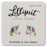 RAINBOW UNICORN EARRINGS - WHITE