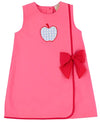 WILMA FAUX WRAP DRESS - ROMANY ROSE WITH RICHMOND RED AND APPLE APPLIQUE