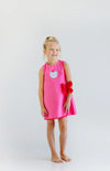 WILMA FAUX WRAP DRESS - ROMANY ROSE WITH RICHMOND RED AND APPLE APPLIQUE