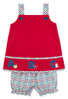 JILLIAN JUMPER SET - RICHMOND RED WITH KINDNESS WINS WINDOWPANE AND ABC APPLIQUE