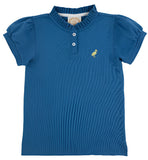 LITTLE MISS PRIM AND PROPER POLO - WOOD BOAT BLUE