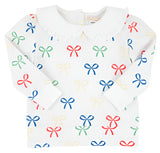 MAUDE'S RUFFLE CASSIDY COMFY CREWNECK RIBBON REMINDER WITH WORTH AVENUE WHITE