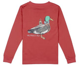 BOYS DUCK ORNAMENT LONG SLEEVE TEE - CABERNET