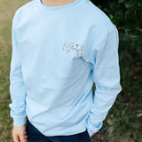 LONG SLEEVE LOGO TEE - CHRISTMAS LABS ON LIGHT BLUE