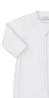 BABYS ZIP UP JACQUARD FOOTIE - WHITE