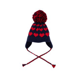 PARRISH POM POM HAT - NANTUCKET NAVY WITH RICHMOND RED HEARTS