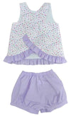 JAMES & LOTTIE POPPY PINAFORE BLOOMERS SET - LAVENDER FLORAL