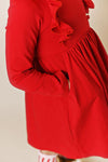 PICOT POCKET BELLA DRESS-RED