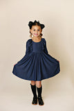 PICOT POCKET BELLA DRESS- DENIM