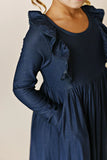 PICOT POCKET BELLA DRESS- DENIM