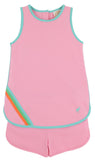 TAFFY TENNIS DRESS HAMPTONS HOT PINK WITH TURKS TEAL AND MULTICOLOR STRIPE