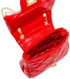QUILTED FLOWER PEARL HANDBAG - RED