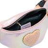 SHINY HEART PATCH SLING BAG - PINK
