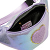 SHINY HEART PATCH SLING BAG - PURPLE