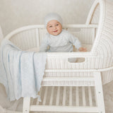 LUX POINTELLE KNIT BLANKET - BLUE