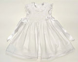 LULU BEBE WHITE SMOCKED DRESS WITH RIBBON