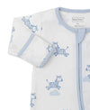 LOVE DREAMY ZEBRAS BLUE ZIP FOOTIE