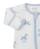 LOVE DREAMY ZEBRAS BLUE ZIP FOOTIE