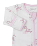 LOVE DREAMY ZEBRAS PINK ZIP FOOTIE