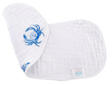 BLUE CRAB BABY BURP CLOTH AND BIB 2 IN 1