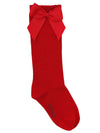 RED KNEE SOCKS WITH SIDE BOW