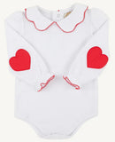 EMMA'S ELBOW PATCH TOP - WORTH AVENUE WHITE WITH RICHMOND RED HEARTS
