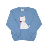 ISABELLE'S INTARSIA SWEATER - BARRINGTON BLUE WITH CAT