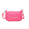 QUILTED LEATHER STUD CLUTCH- HOTPINK