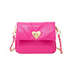 QUILTED SOFT HEART LOCK PURSE- HOTPINK