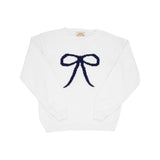 ISABELLE'S INTARSIA SWEATER - WORTH AVENUE WHITE WITH NANTUCKET NAVY BOW INTARSIA