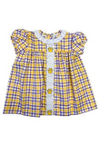EMBROIDERED PAW LSU PLAID DRESS