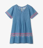 DENIM EMBROIDERED DRESS