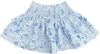 BLUE FLORAL SMOCKED RUFFLE SKIRT