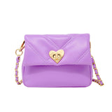 QUILTED SOFT HEART LOCK PURSE- PURPLE