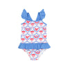 ST. LUCIA SWIMSUIT AMERICAN SWAG WITH BARBADOS BLUE