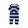 SIR PROPER'S RUGBY ROMPER - NANTUCKET NAVY & PARK CITY PERIWINKLE STRIPE WITH RICHMOND RED STORK