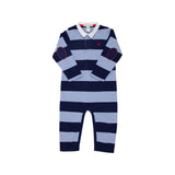 SIR PROPER'S RUGBY ROMPER - NANTUCKET NAVY & PARK CITY PERIWINKLE STRIPE