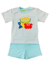 APPLIQUE BEACH BUCKET SHORT SET