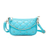 QUILTED LEATHER STUD CLUTCH- BLUE