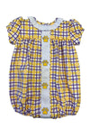 LULU BEBE EMBROIDERED PAW PLAID BUBBLE