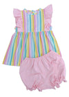 STRIPE LILA BLOOMER/ BANDED SHORT SET