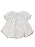 WHITE AND PINK BISHOP SMOCKED DRESS