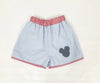 LULU BEBE BLUE GINGHAM MICKEY MOUSE EMBROIDERED SHORTS