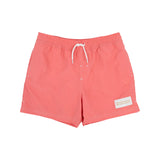 SARASOTA SWIM TRUNKS - PARROT CAY CORAL WITH COLORBLOCK STRIPES